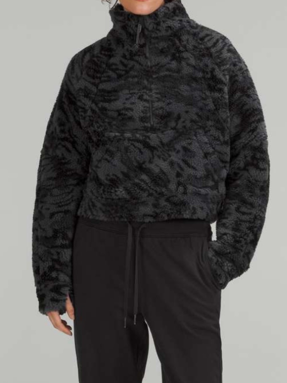 lululemon athletica Women's Black Textured Cowl Quarter-Zip Sherpa Pullover